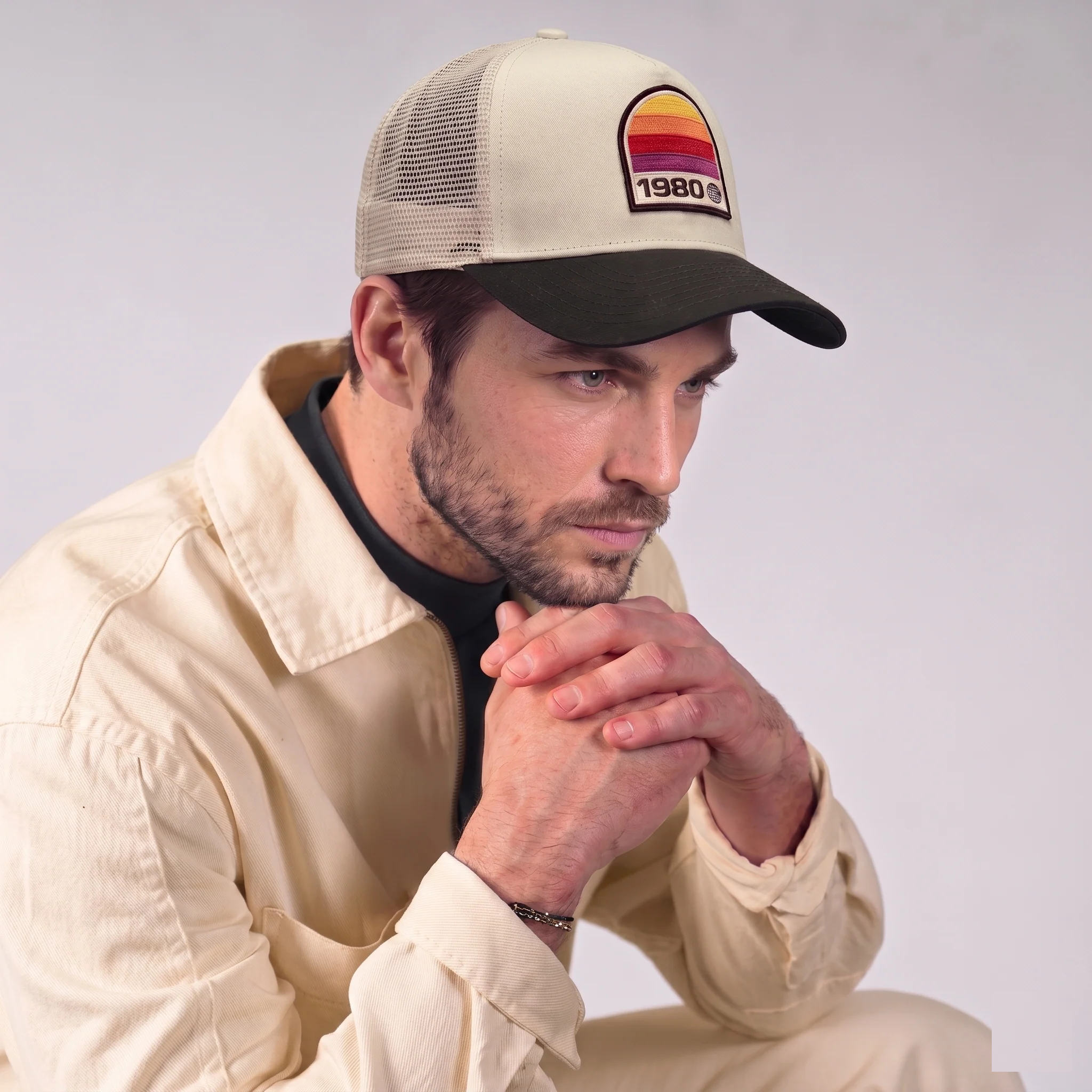1980 Trucker Cap by Sand and Camels - model wearing the cap
