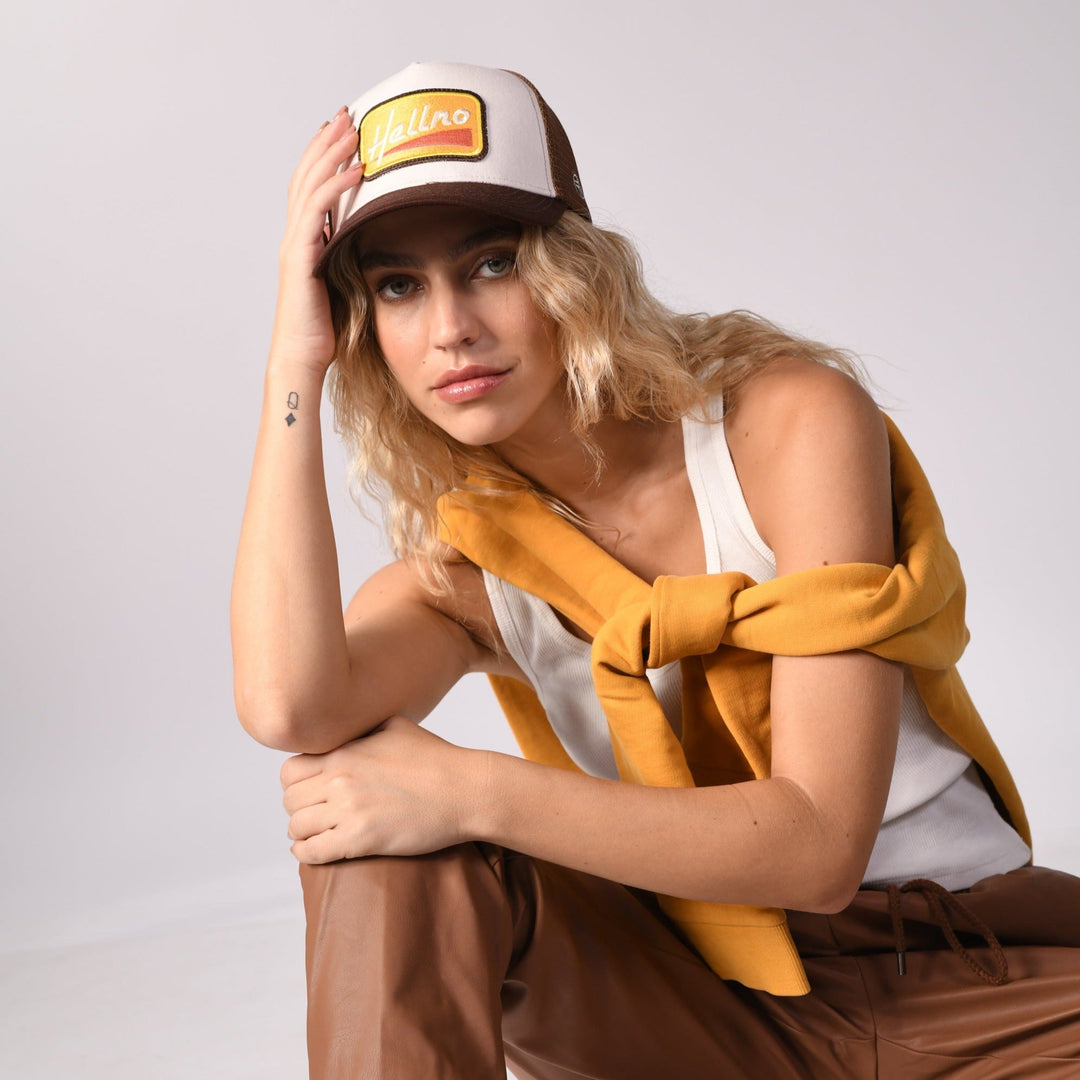 Hell No Trucker Cap by Sand and Camels - lifestyle photo